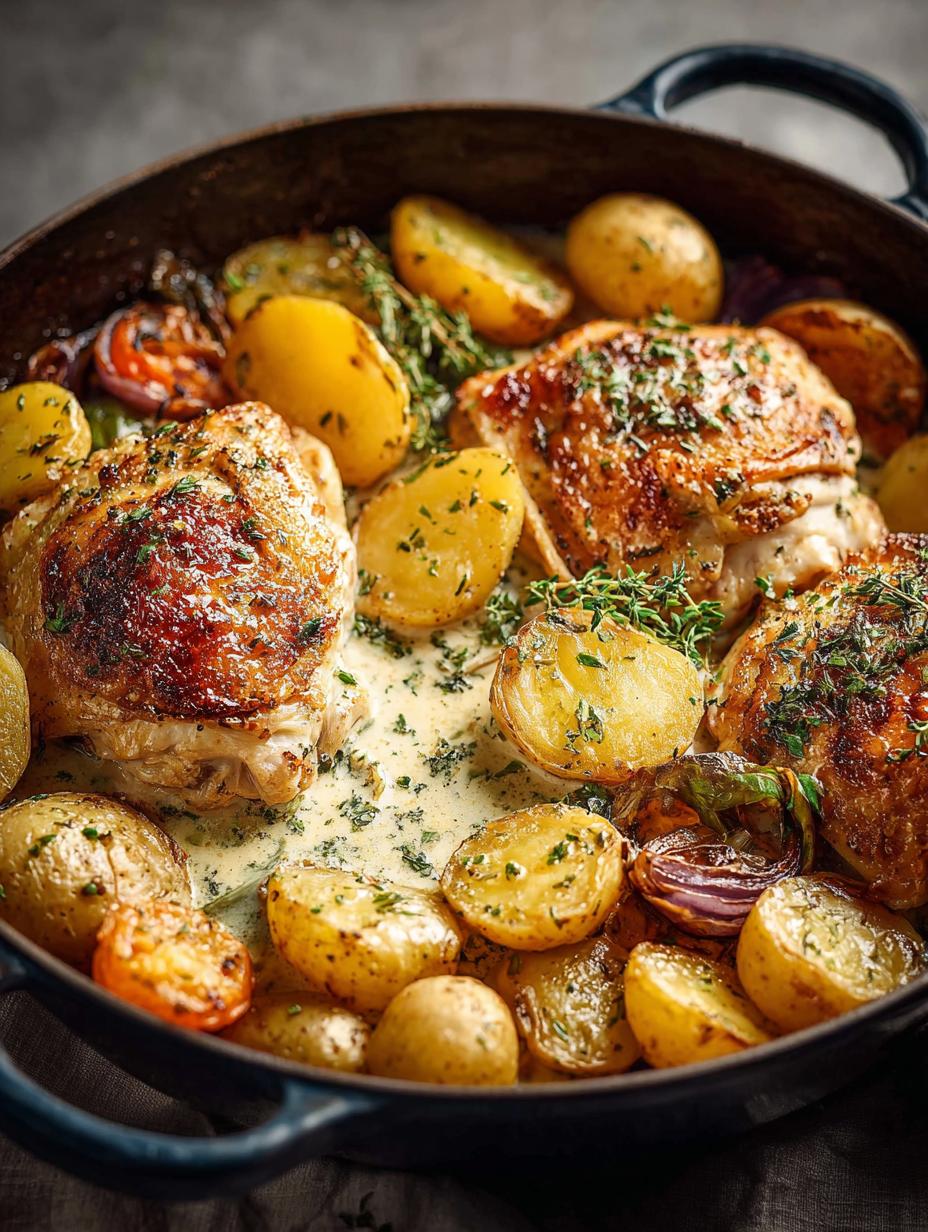 Delicious Chicken Potatoes with Dijon Cream Sauce - Chicken Potatoes with Dijon - main visual representation