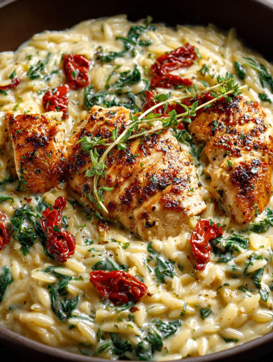 Delicious Creamy Tuscan Chicken Orzo for Dinner - Creamy Tuscan Chicken Orzo - main visual representation