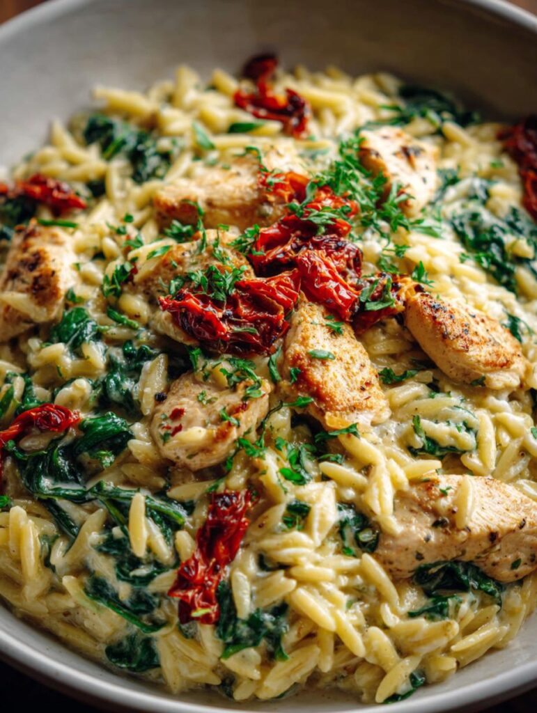 Creamy Tuscan Chicken Orzo
