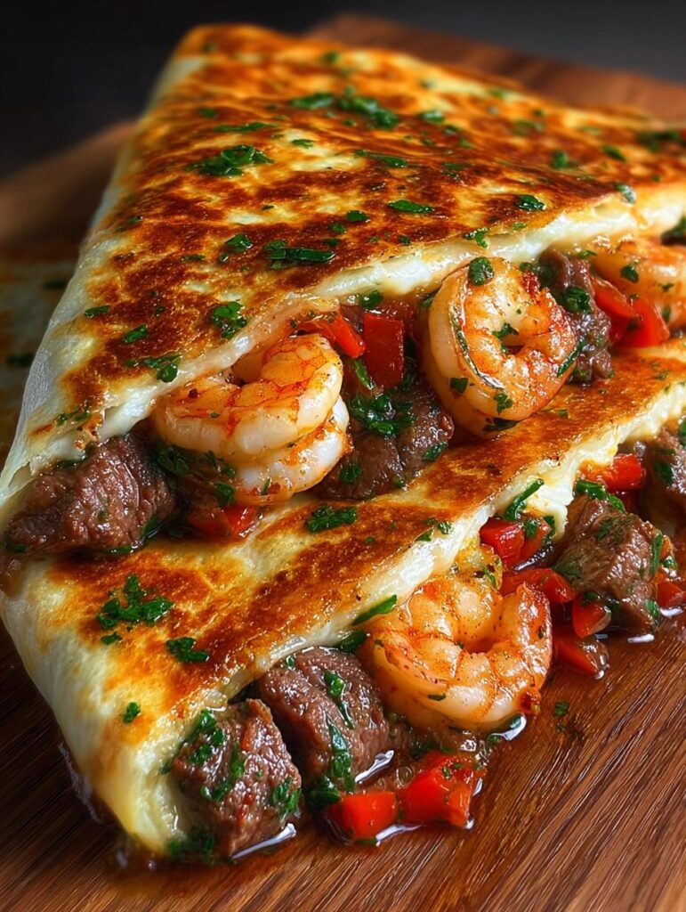 Creole Steak Shrimp Quesadillas