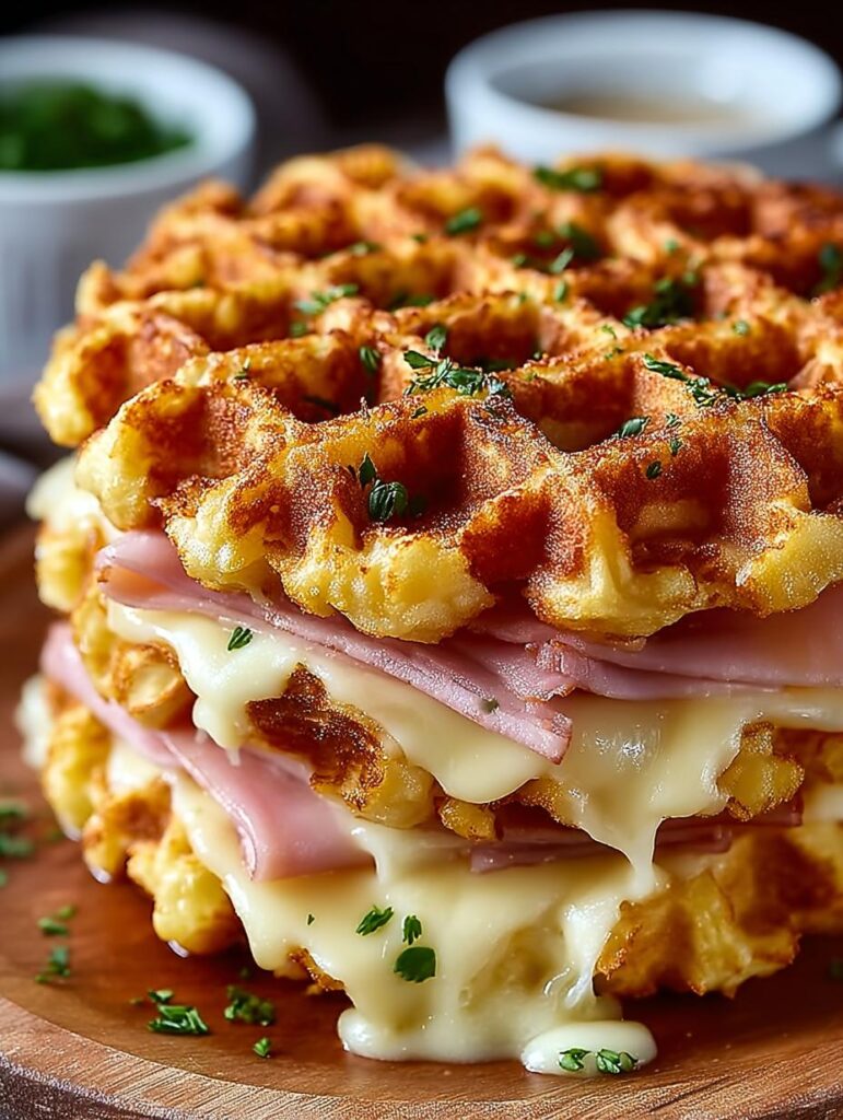 Crunchy Ham Cheese Chaffles