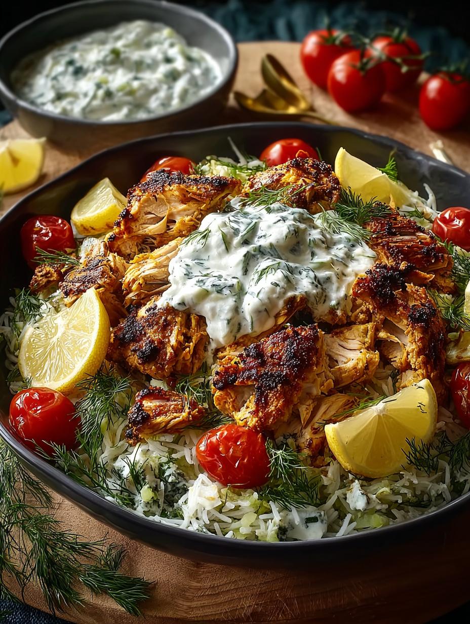 Irresistible Dump Bake Chicken Tzatziki served hot with tzatziki sauce