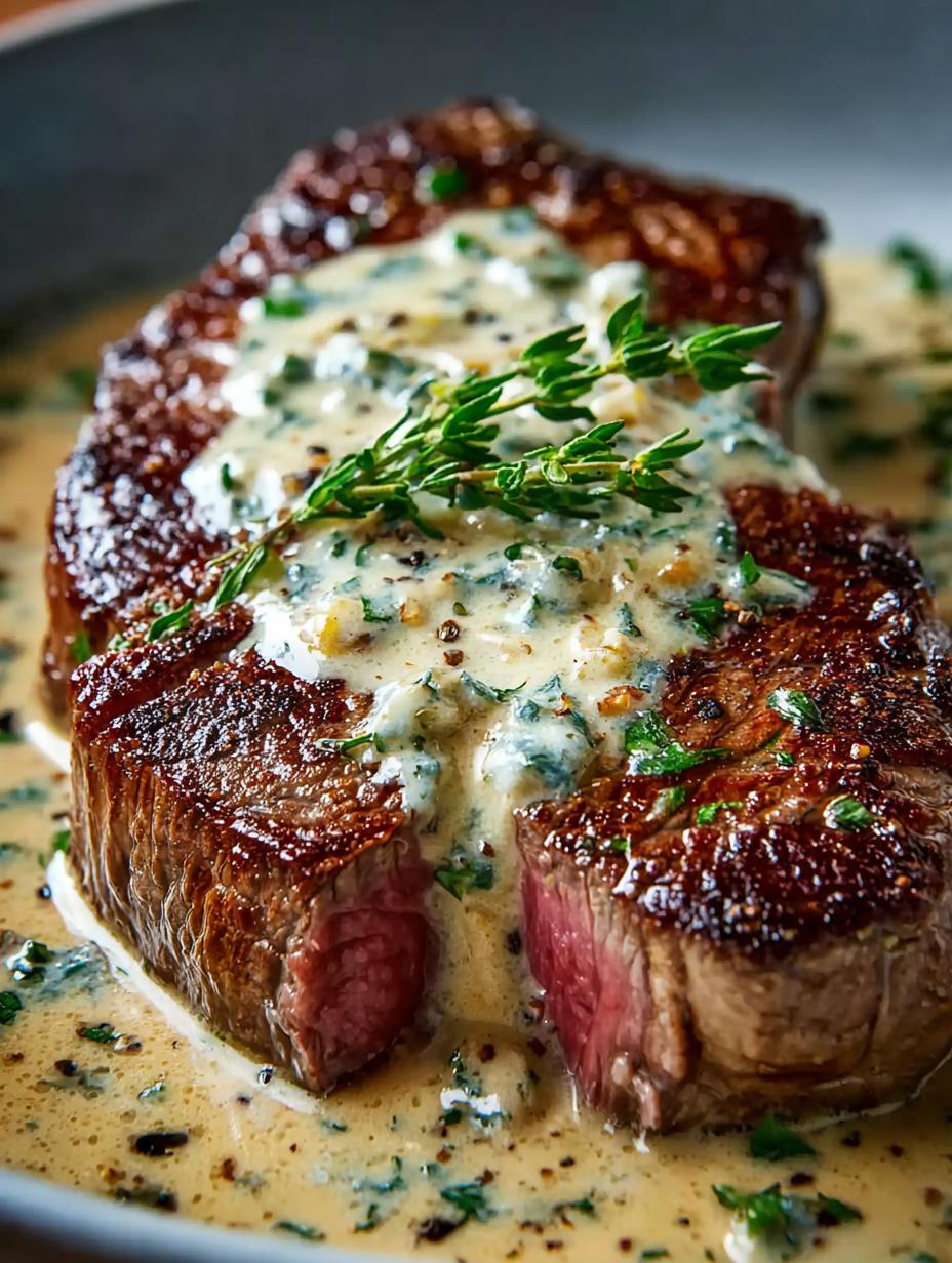 Garlic Butter Steak with Parmesan Cream Sauce for Dinner - Garlic Butter Steak with - main visual representation