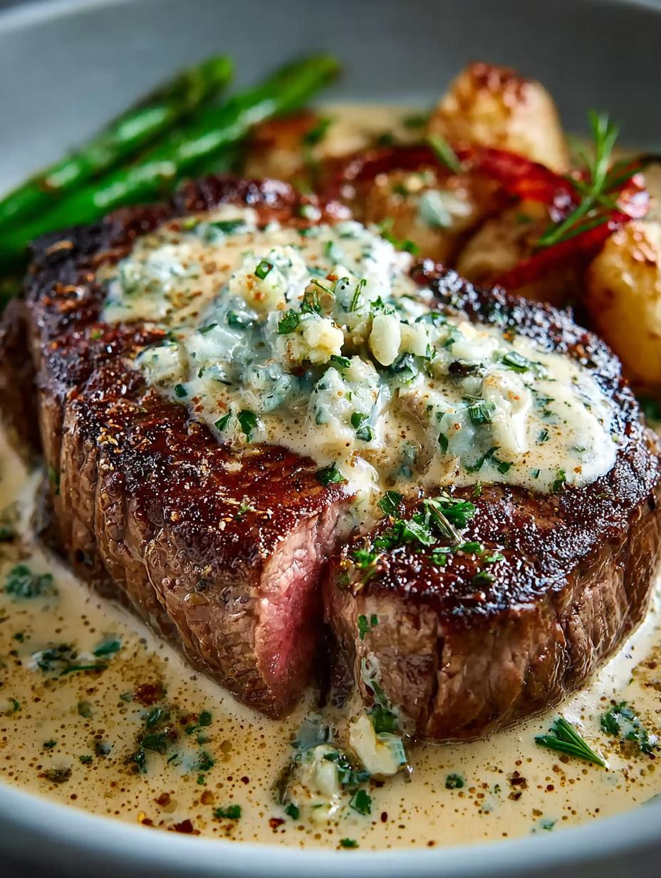 Garlic Butter Steak with Parmesan Cream Sauce for Dinner - Garlic Butter Steak with - additional detail