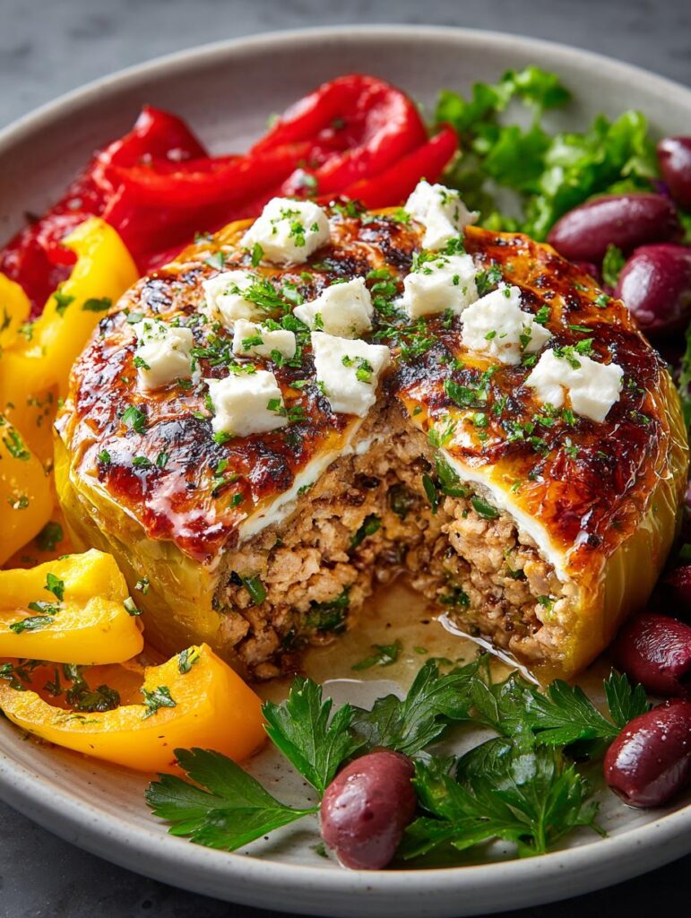 Greek Ground Chicken Stuffed
