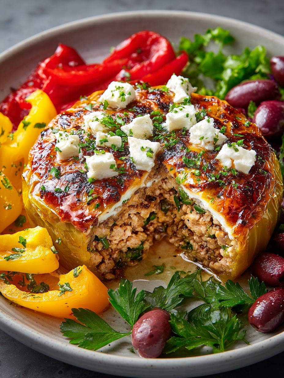 Greek Ground Chicken Stuffed