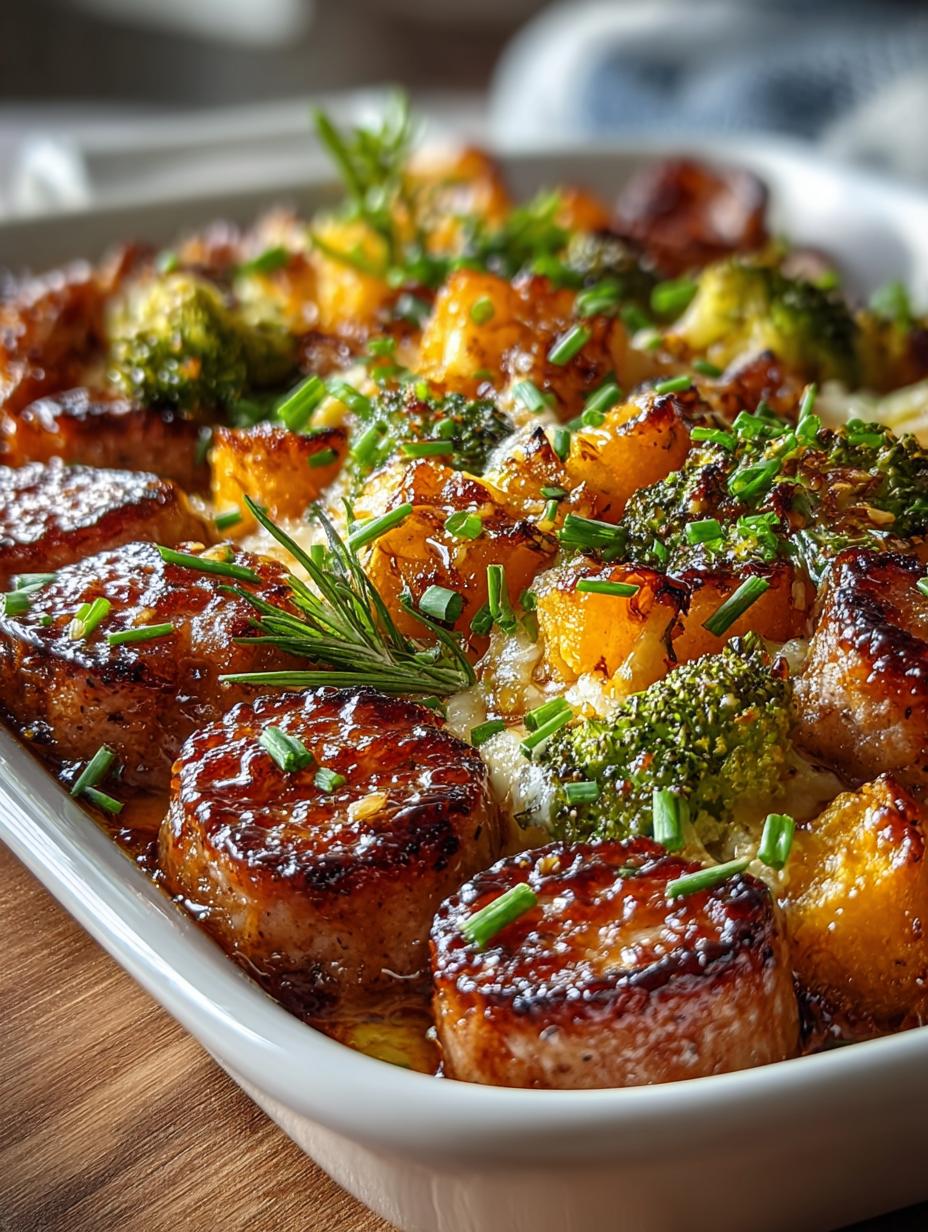 Honey Garlic Sheet Pan Sausage with Sweet Potatoes - Honey Garlic Sheet Pan - main visual representation