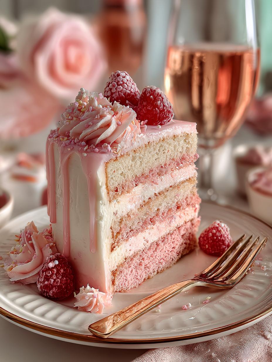 Delicious Pink Champagne Cake layers showcasing the fluffy texture