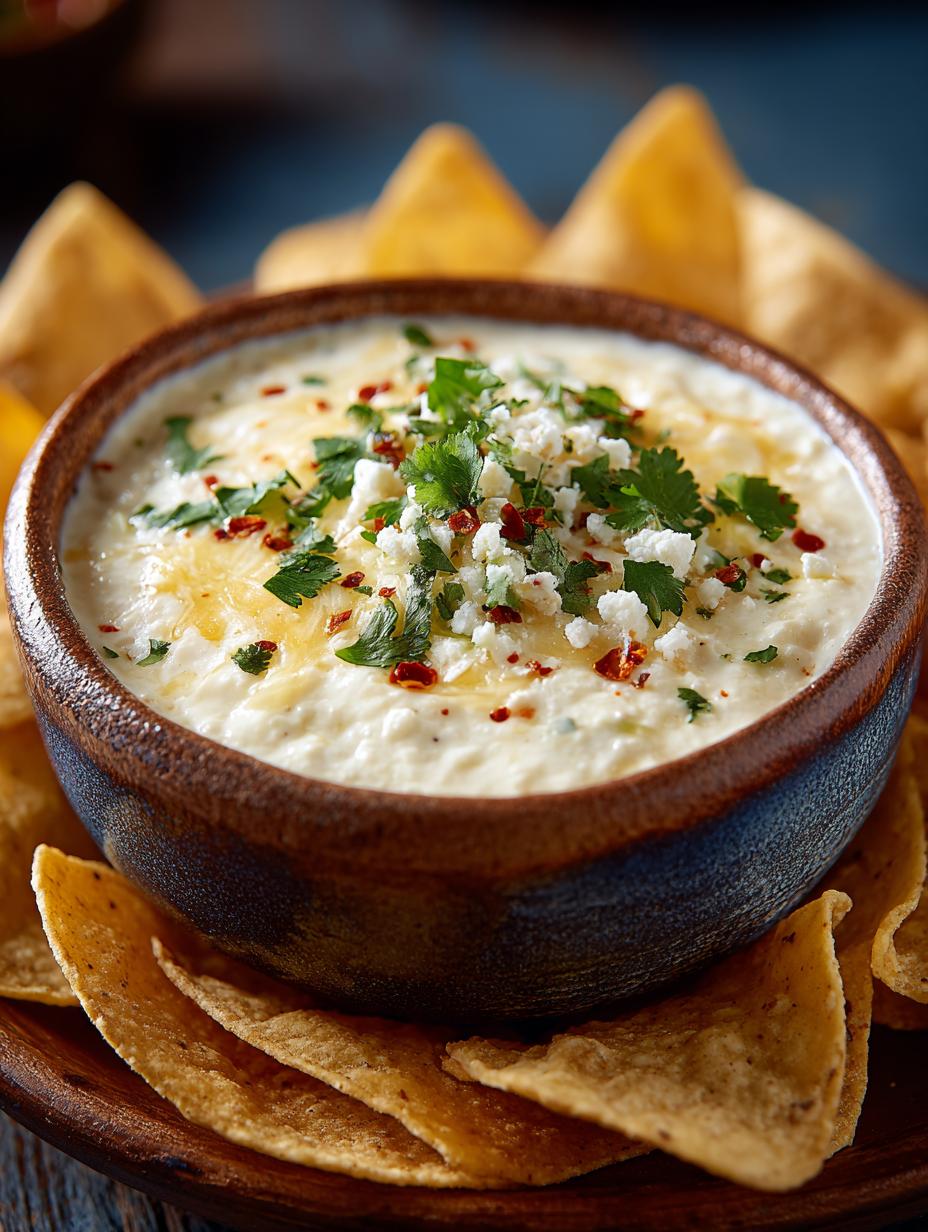 Delicious Queso Blanco Dip Creamy with fresh ingredients
