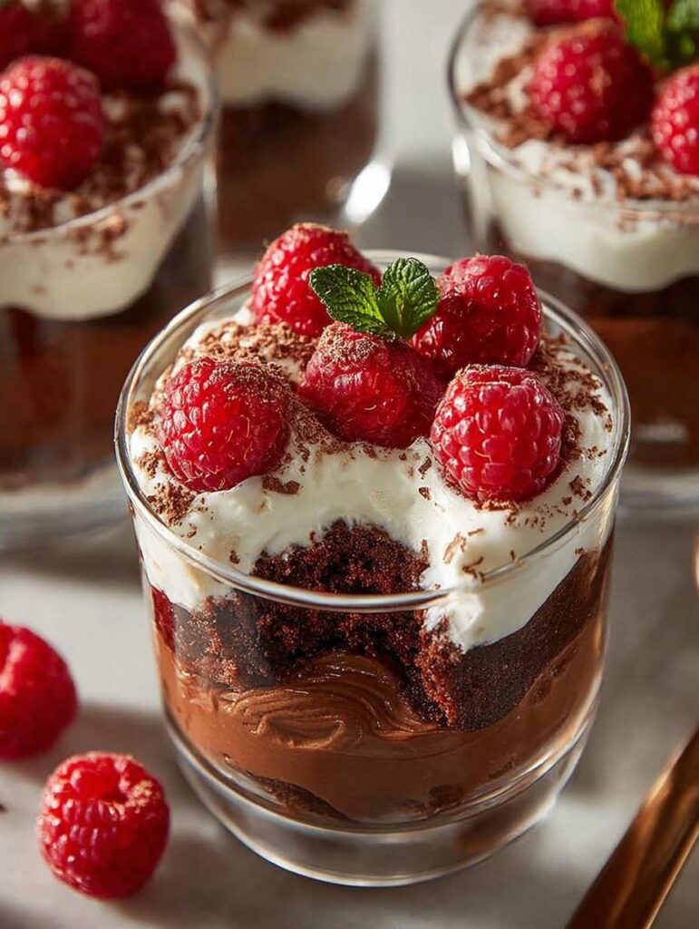 Raspberry Brownie Parfaits