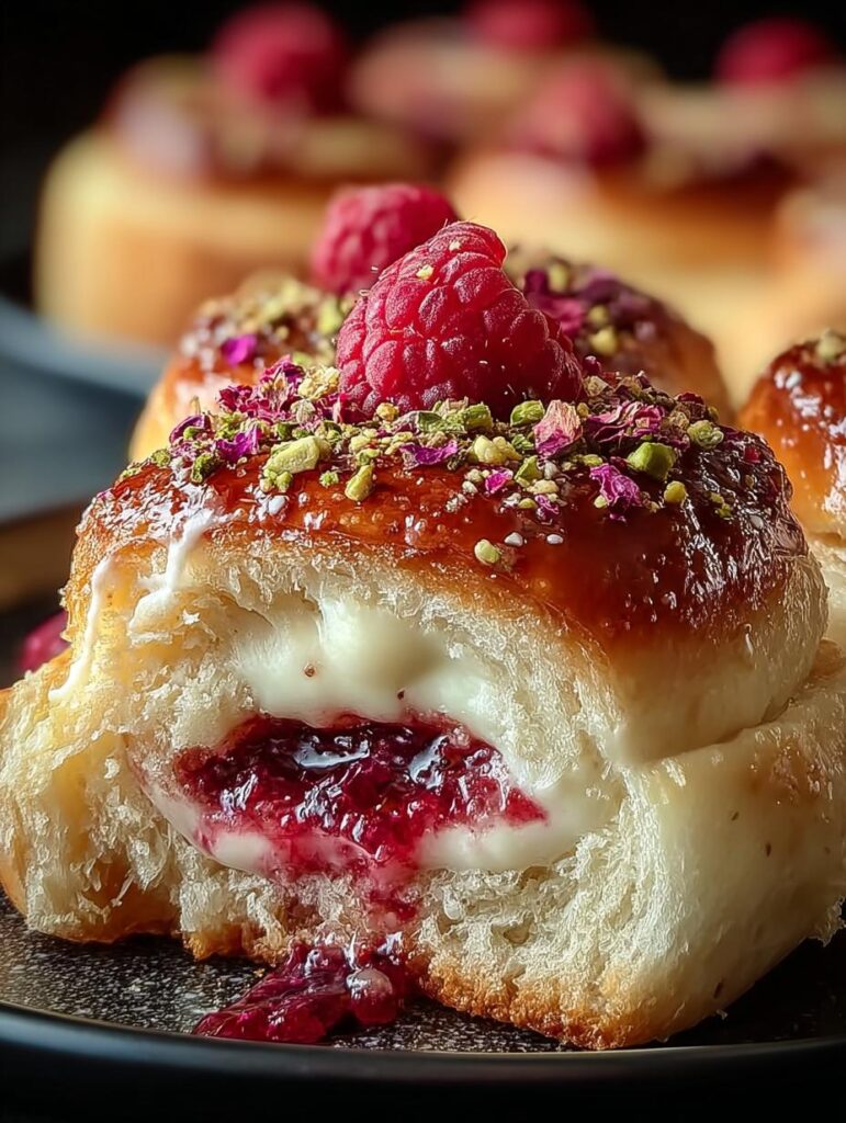 Raspberry Rose Cheesecake Buns