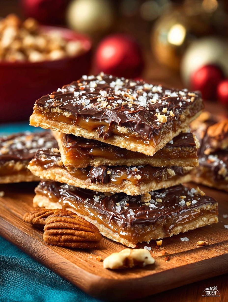 Delicious Saltine Cracker Toffee with chocolate and pecans