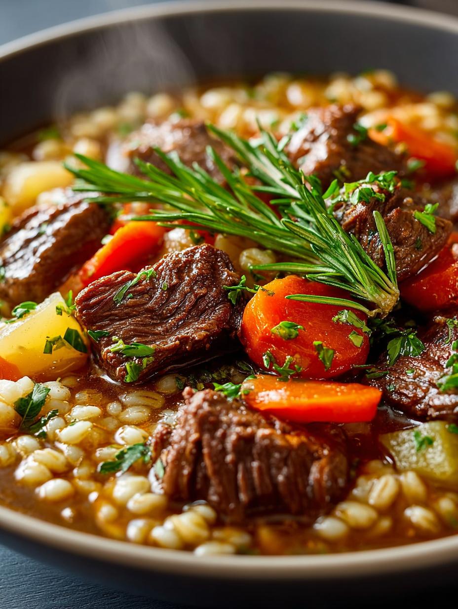Slow Cooker Beef Barley: 6 Hours to Comforting Bliss - Slow Cooker Beef Barley - main visual representation