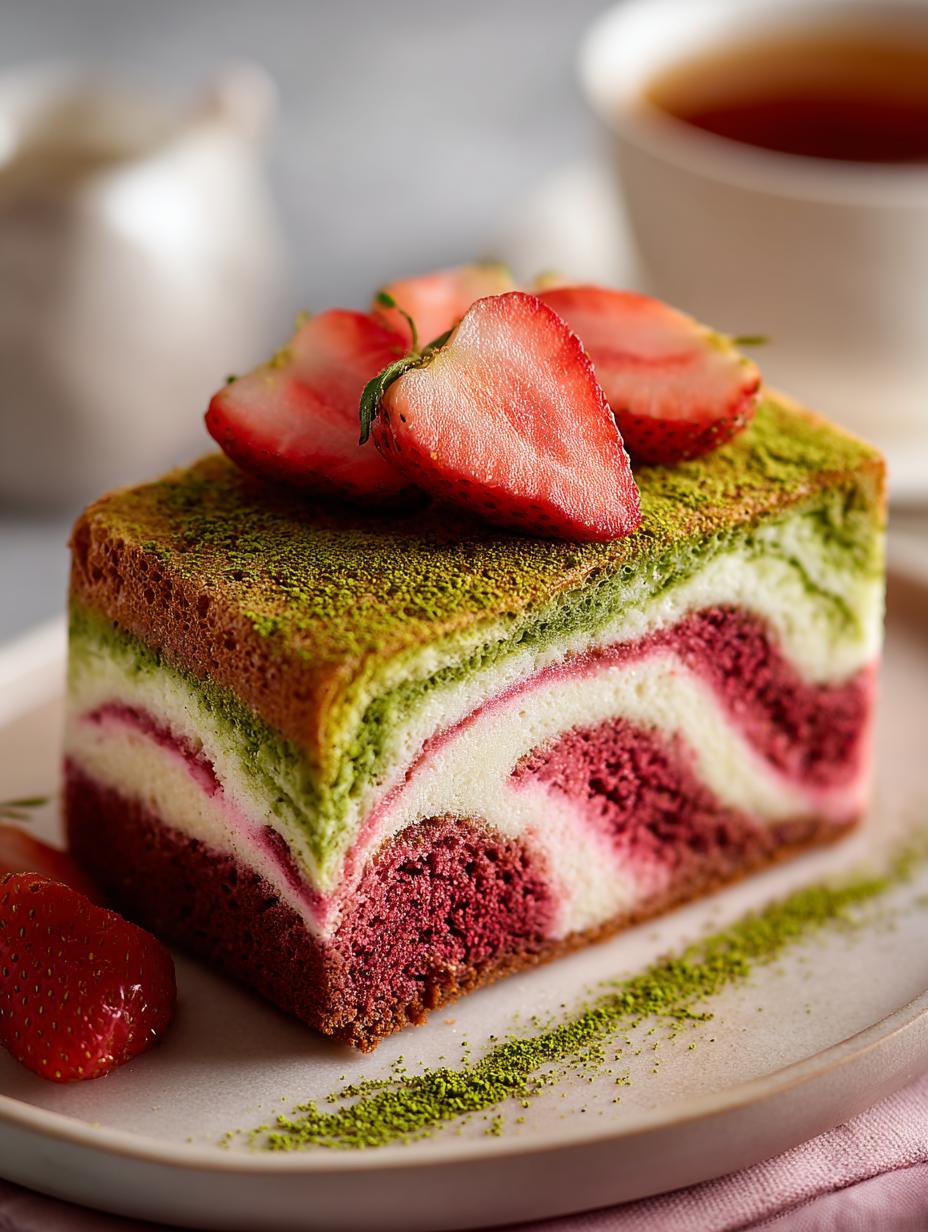 Strawberry Matcha Marble Pound