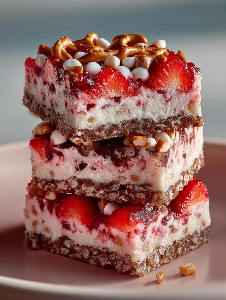 Strawberry Pretzel Marshmallow Treats