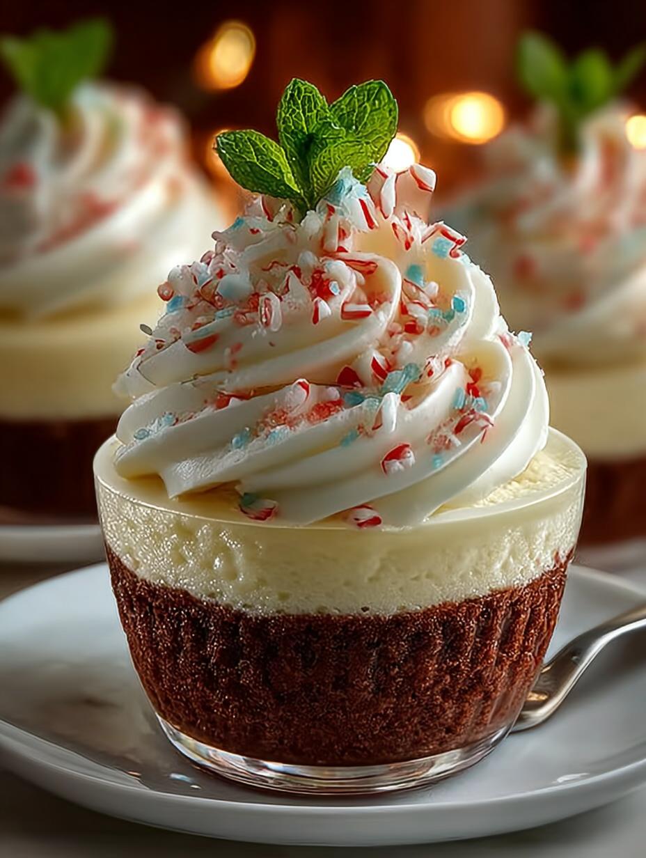Delicious White Chocolate Peppermint Mousse topped with festive decorations