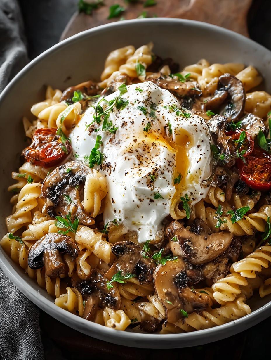 Baked Mushroom Pasta with Burrata Bliss for Cozy Nights - Baked Mushroom Pasta with - main visual representation