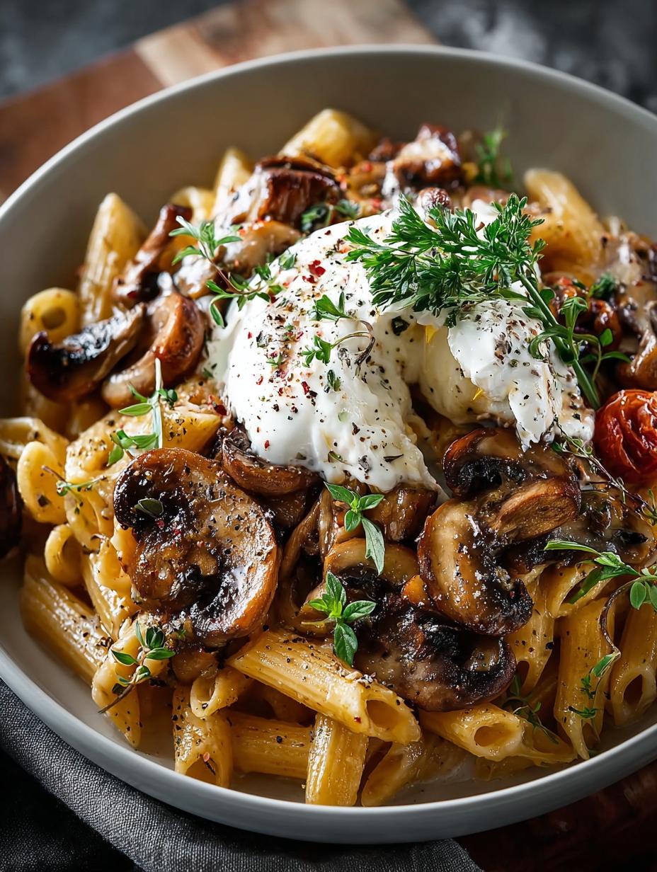 Baked Mushroom Pasta with Burrata Bliss for Cozy Nights - Baked Mushroom Pasta with - additional detail