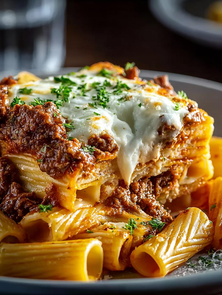 Delicious Baked Rigatoni Stuffed with Beef Ragu - Baked Rigatoni Stuffed with - main visual representation