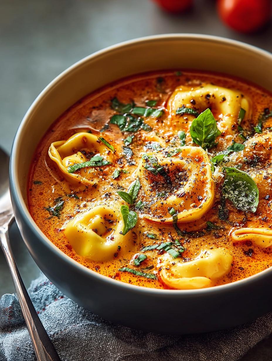 Delicious Cheesy Tomato Tortellini Soup to Savor - Cheesy Tomato Tortellini Soup - main visual representation