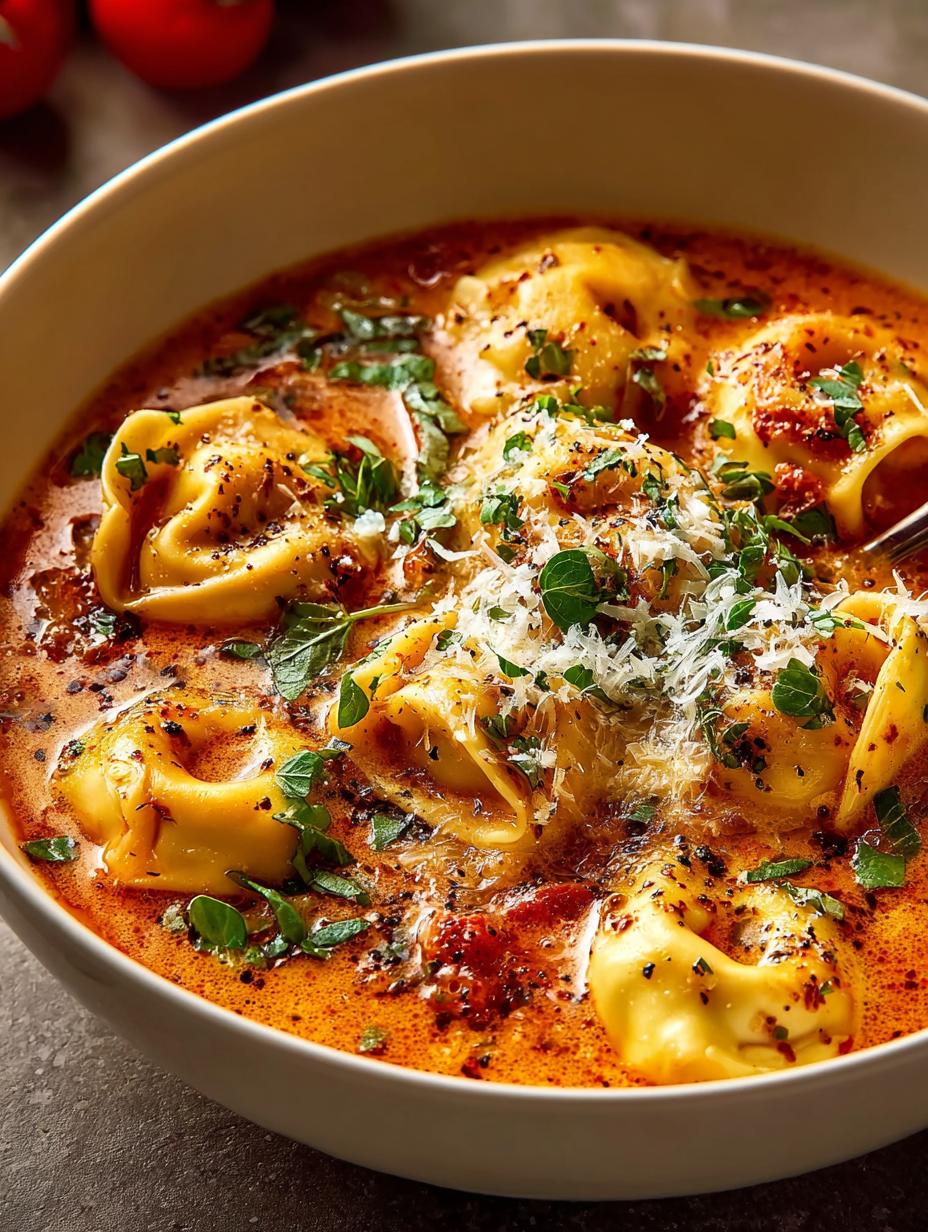 Cheesy Tomato Tortellini Soup
