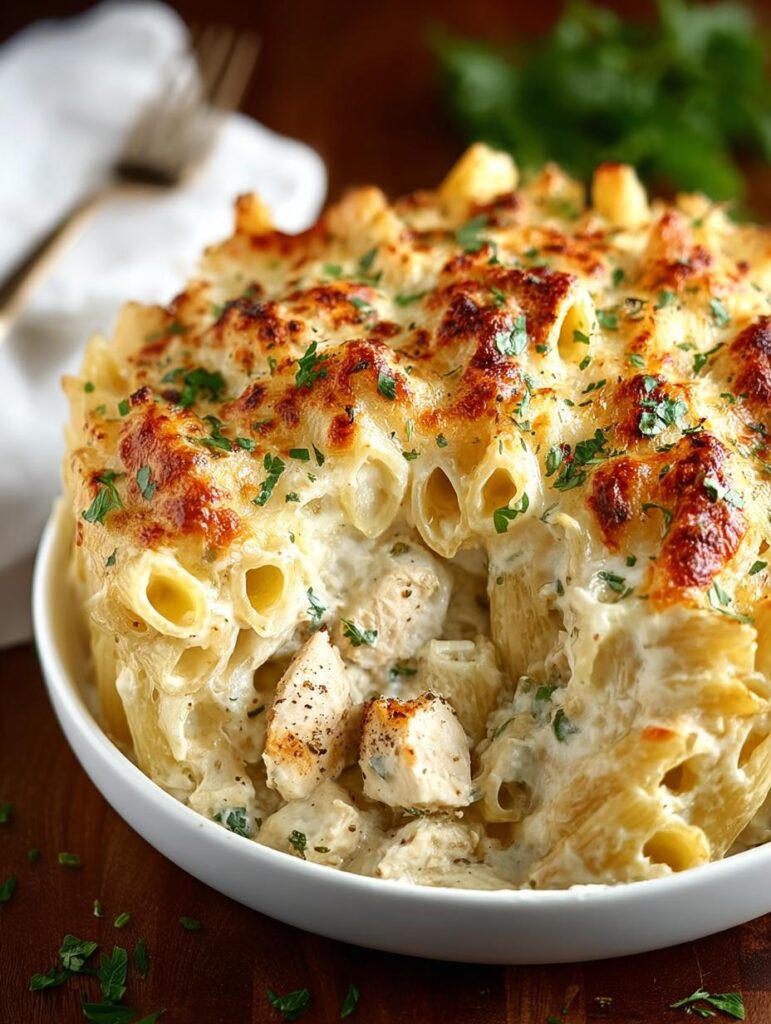 Chicken Alfredo Pasta Bake