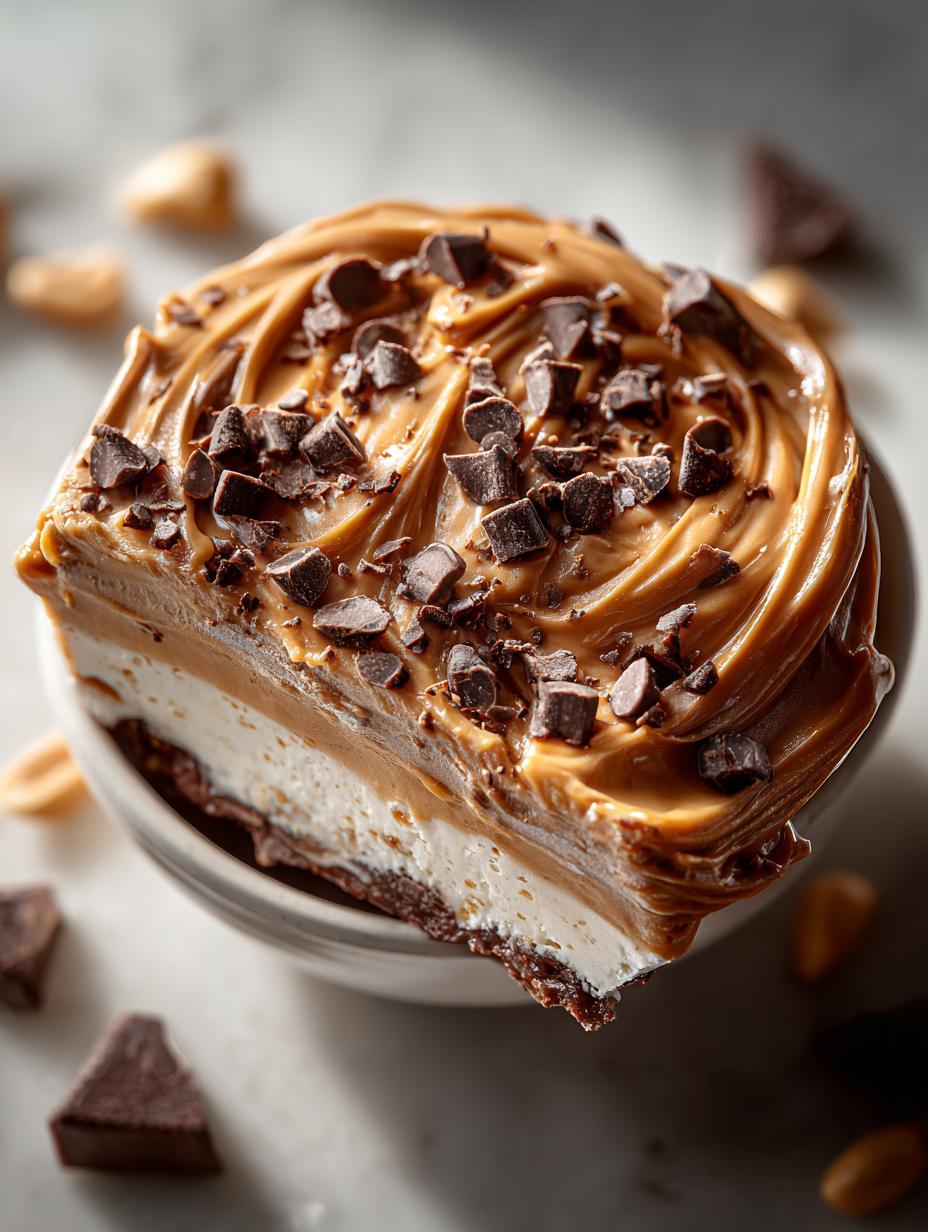 Irresistible Chocolate Peanut Butter Protein Fluff served in a bowl