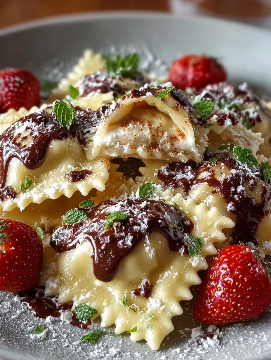 Indulge in Chocolate Ravioli with Ricotta Delight - Chocolate Ravioli with Ricotta - additional detail