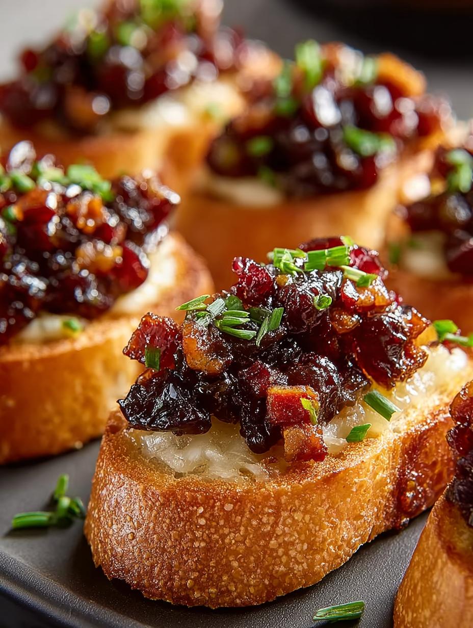 Cranberry Bacon Jam Crostini