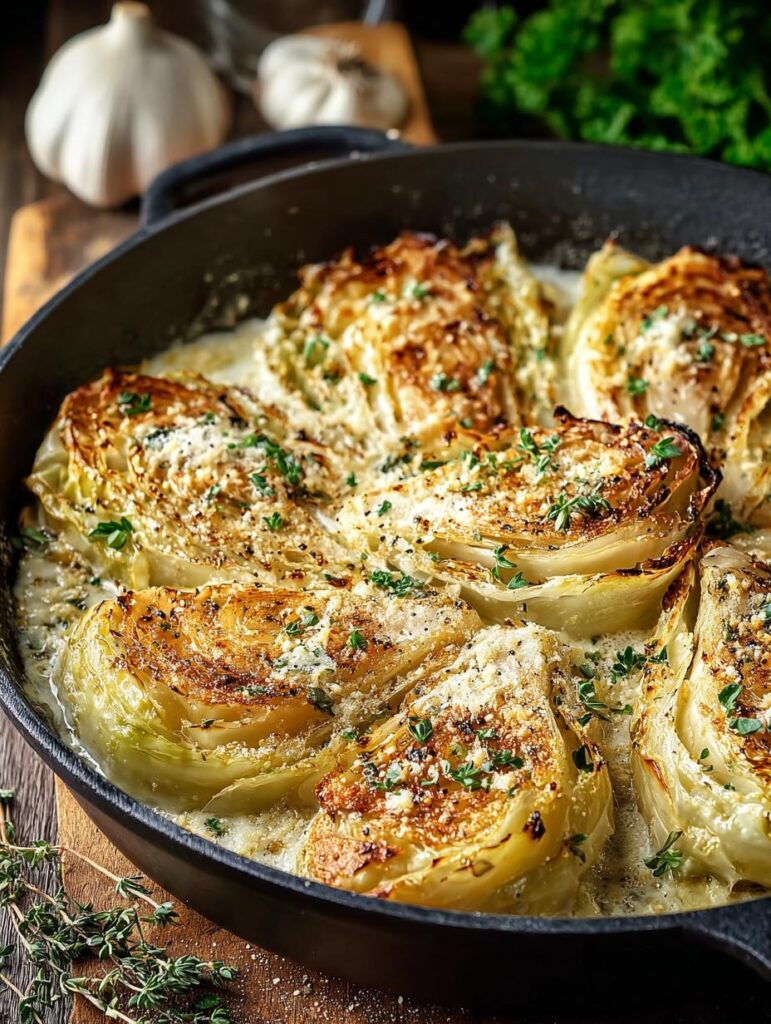 Creamy Garlic Parmesan Cabbage