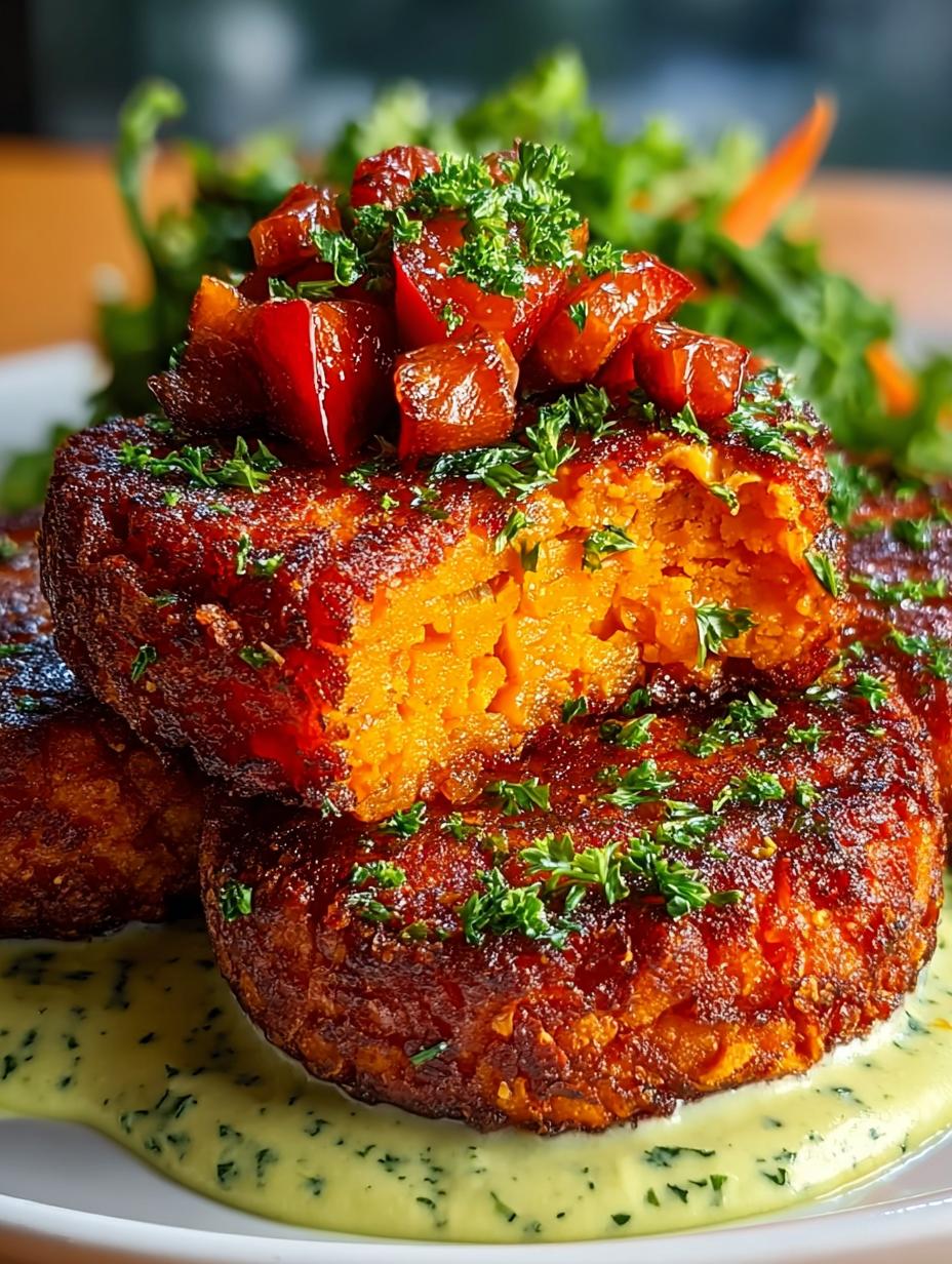 Crispy Sweet Potato Red Patties with Avocado Sauce - Crispy Sweet Potato Red - additional detail