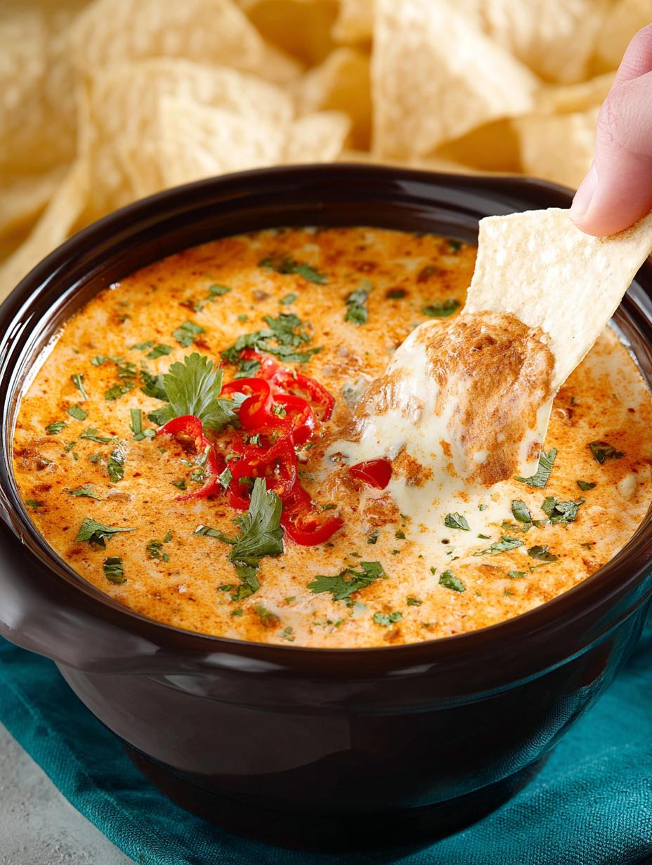 Delicious Crockpot Queso Dip for Game Day Fun 5 Delicious Crockpot Queso Dip for Game Day Fun - Crockpot Queso Dip - main visual representation