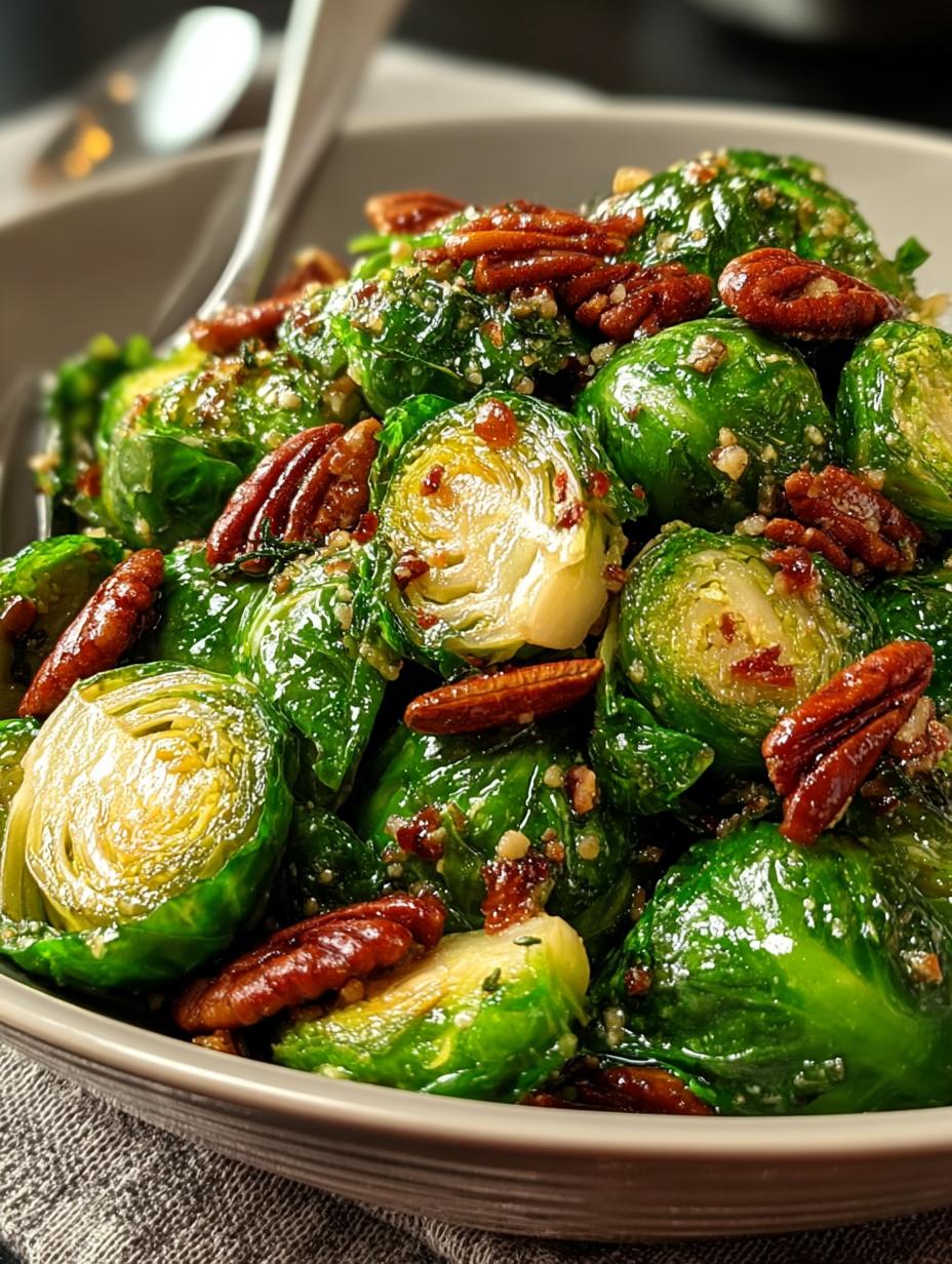 Fried Brussels Sprouts with Cider Vinaigrette and Pecans - Fried Brussels Sprouts with - additional detail