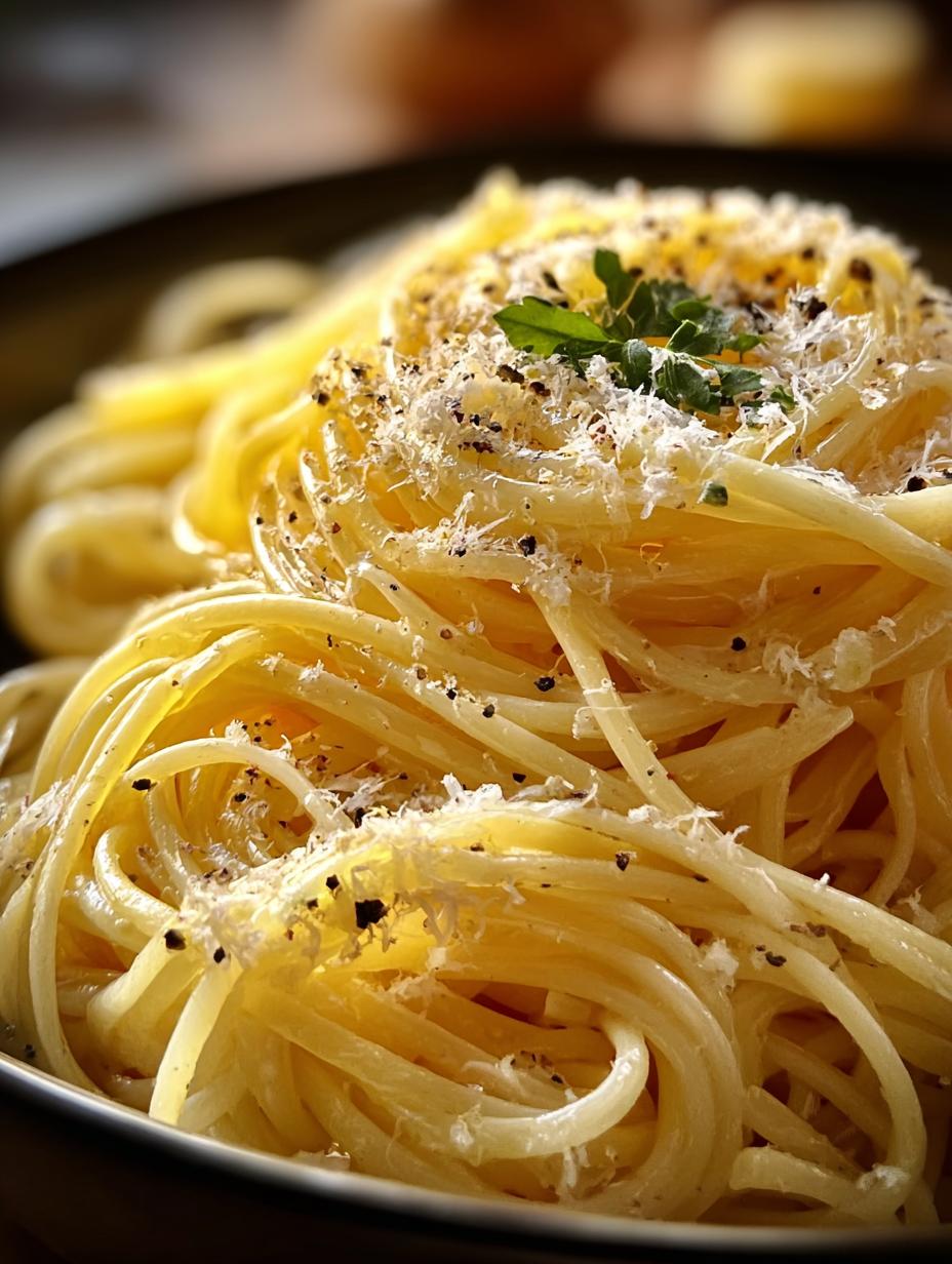 Delicious Garlic Butter Pasta served with fresh herbs and cheese