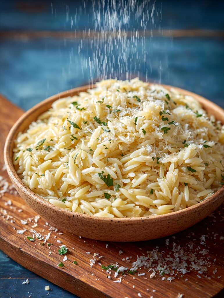 Garlic Parmesan Orzo Creamy
