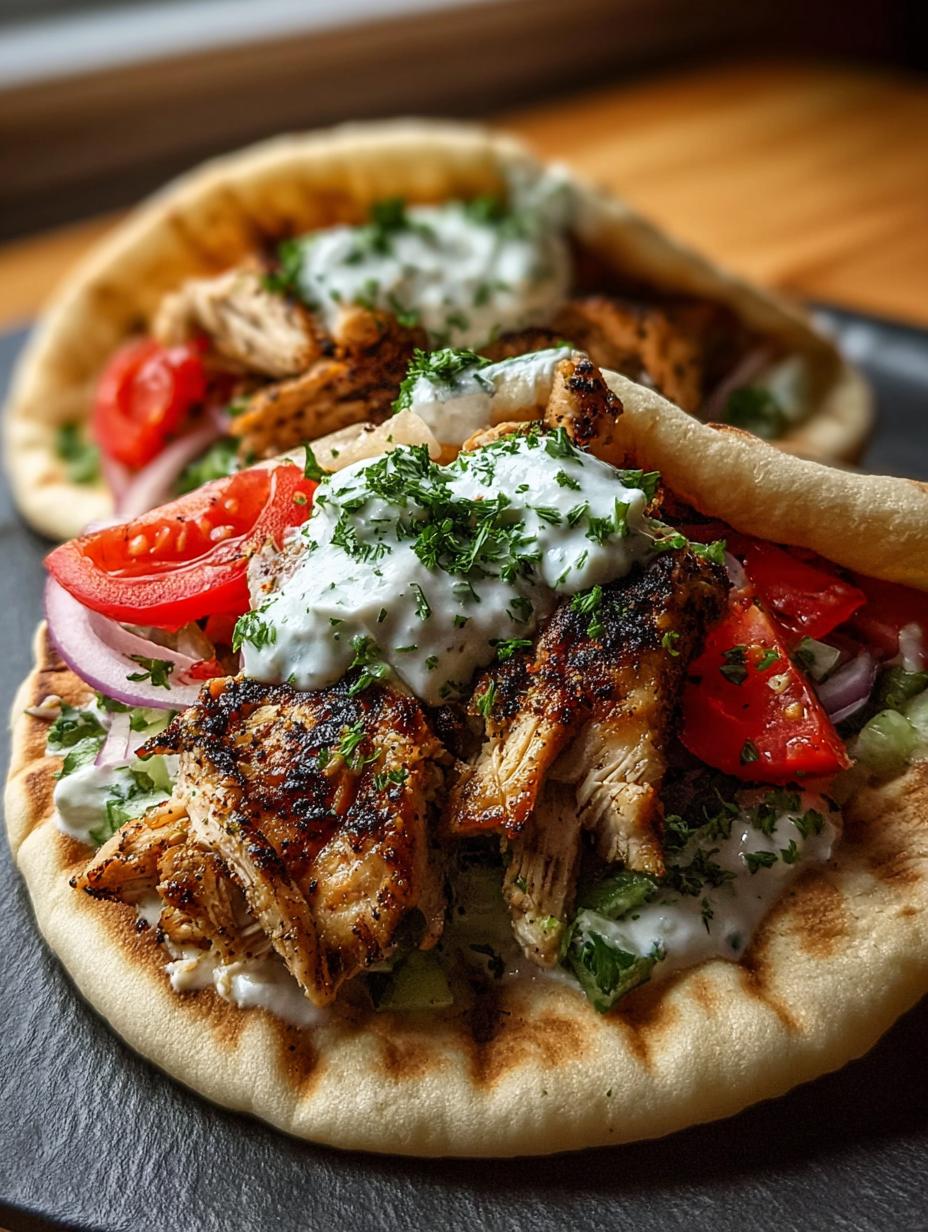 Greek Chicken Gyros with Flavorful Tzatziki Sauce - Greek Chicken Gyros with - main visual representation