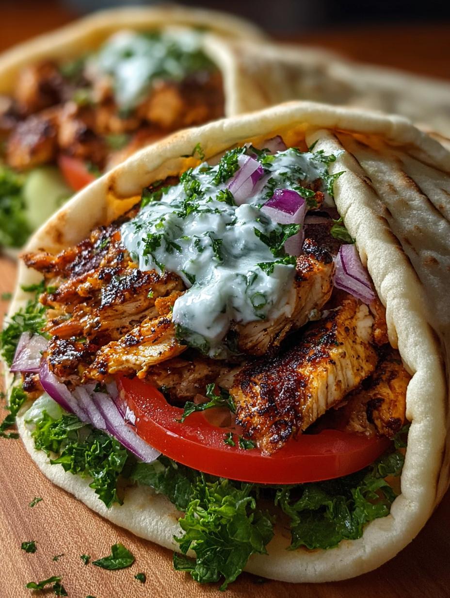 Greek Chicken Gyros with Flavorful Tzatziki Sauce - Greek Chicken Gyros with - additional detail