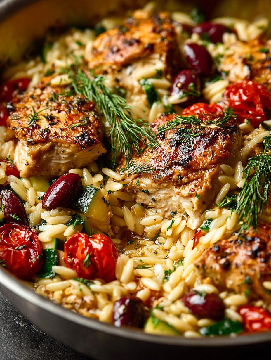 Delicious Greek Chicken Orzo Skillet in 45 Minutes - Greek Chicken Orzo Skillet - main visual representation