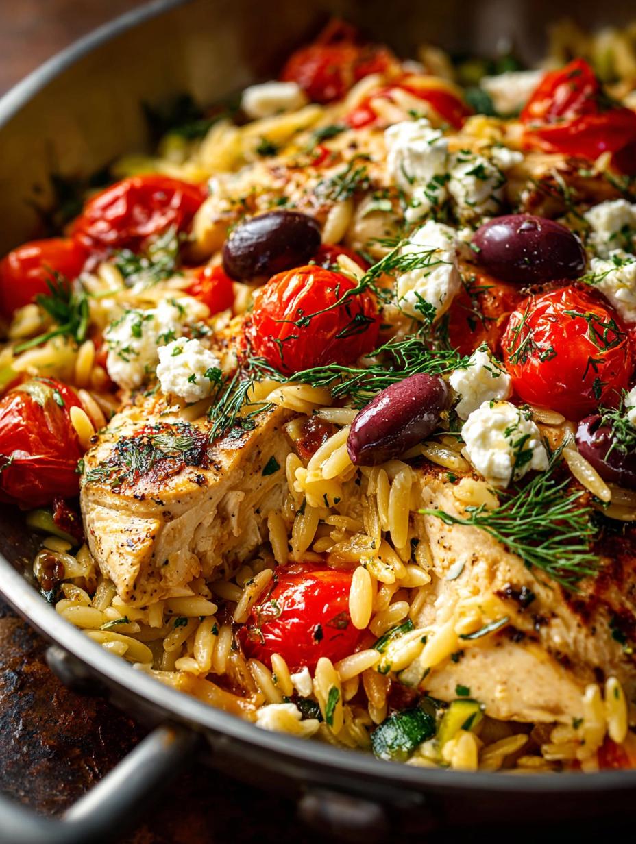 Delicious Greek Chicken Orzo Skillet in 45 Minutes - Greek Chicken Orzo Skillet - additional detail