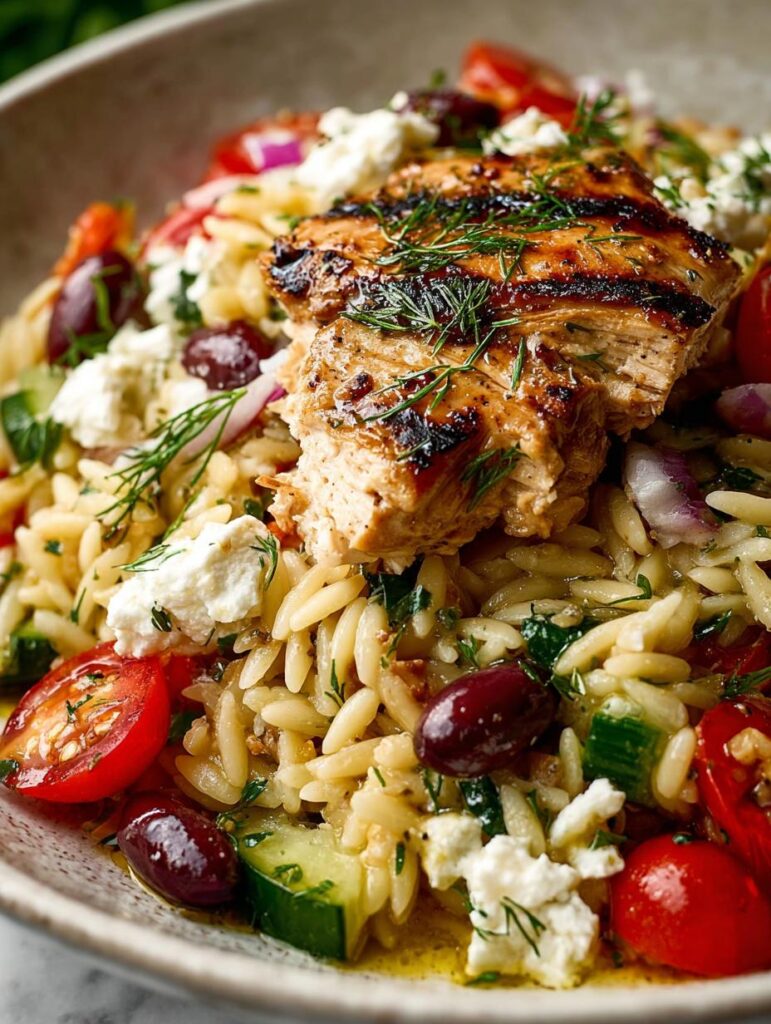 Greek Chicken Orzo Skillet