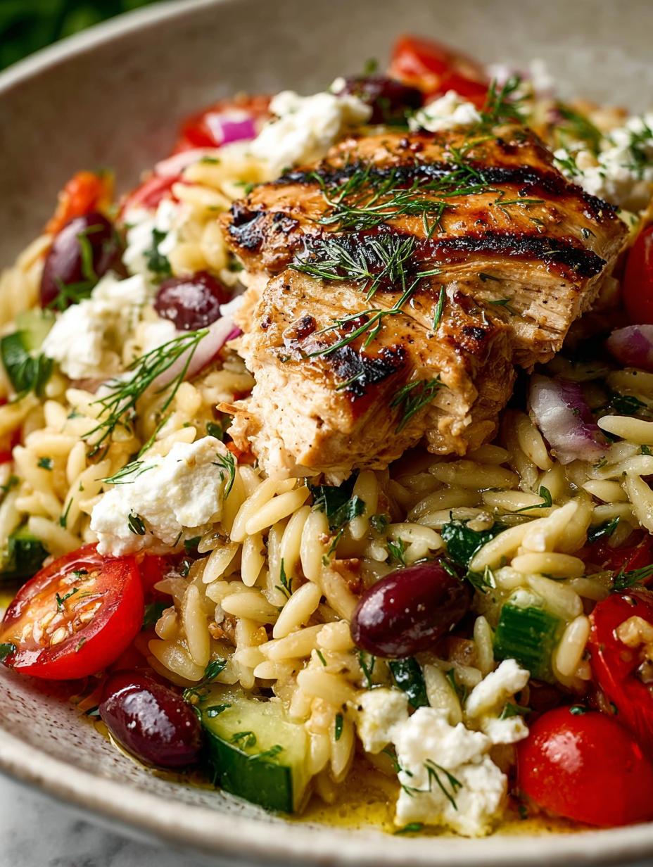 Greek Chicken Orzo Skillet