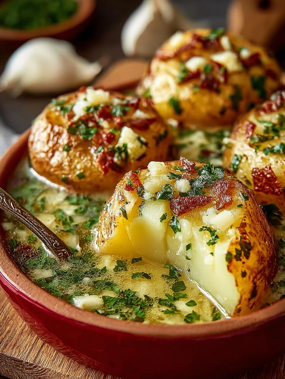 Delicious Hangover Cure Garlic Potato Soup ingredients laid out