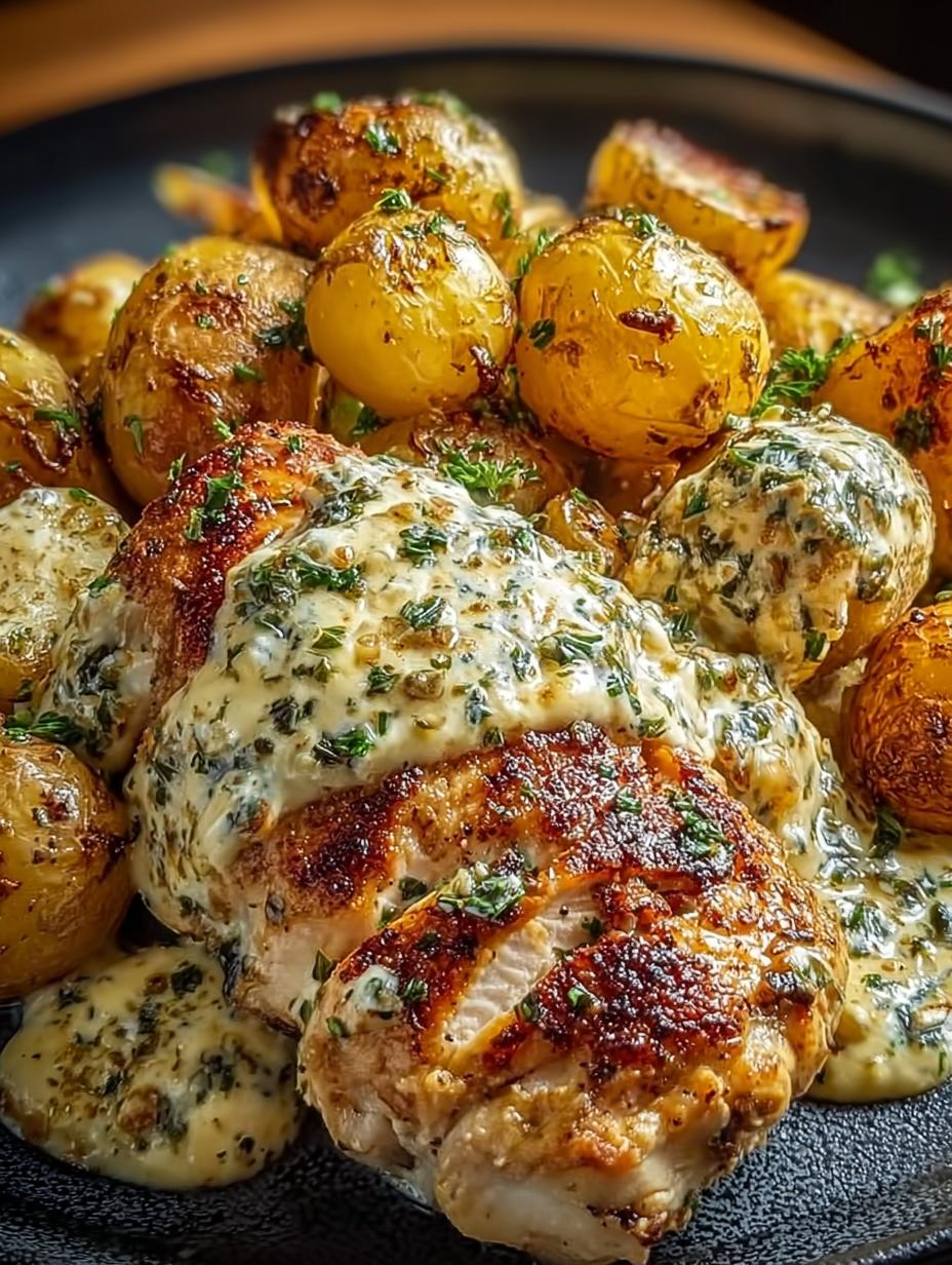 High Protein Creamy Garlic Cheesy Chicken & Potatoes Recipe - High Protein Creamy Garlic - main visual representation