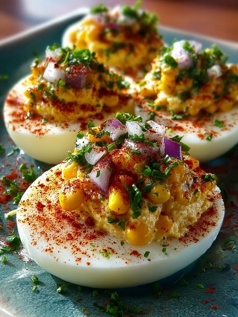 Irresistible Elote Deviled Eggs