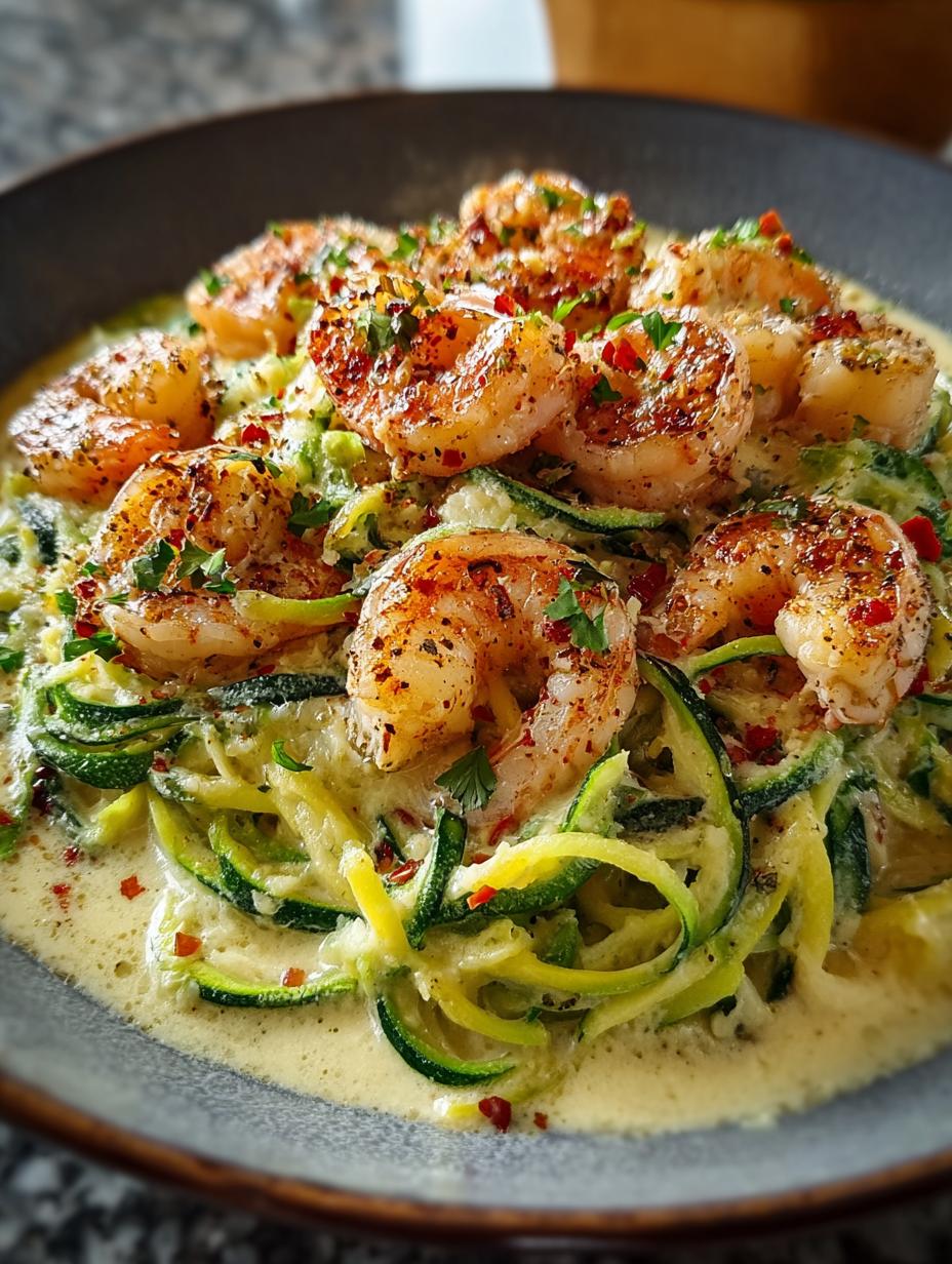 Keto Shrimp Alfredo Zoodles