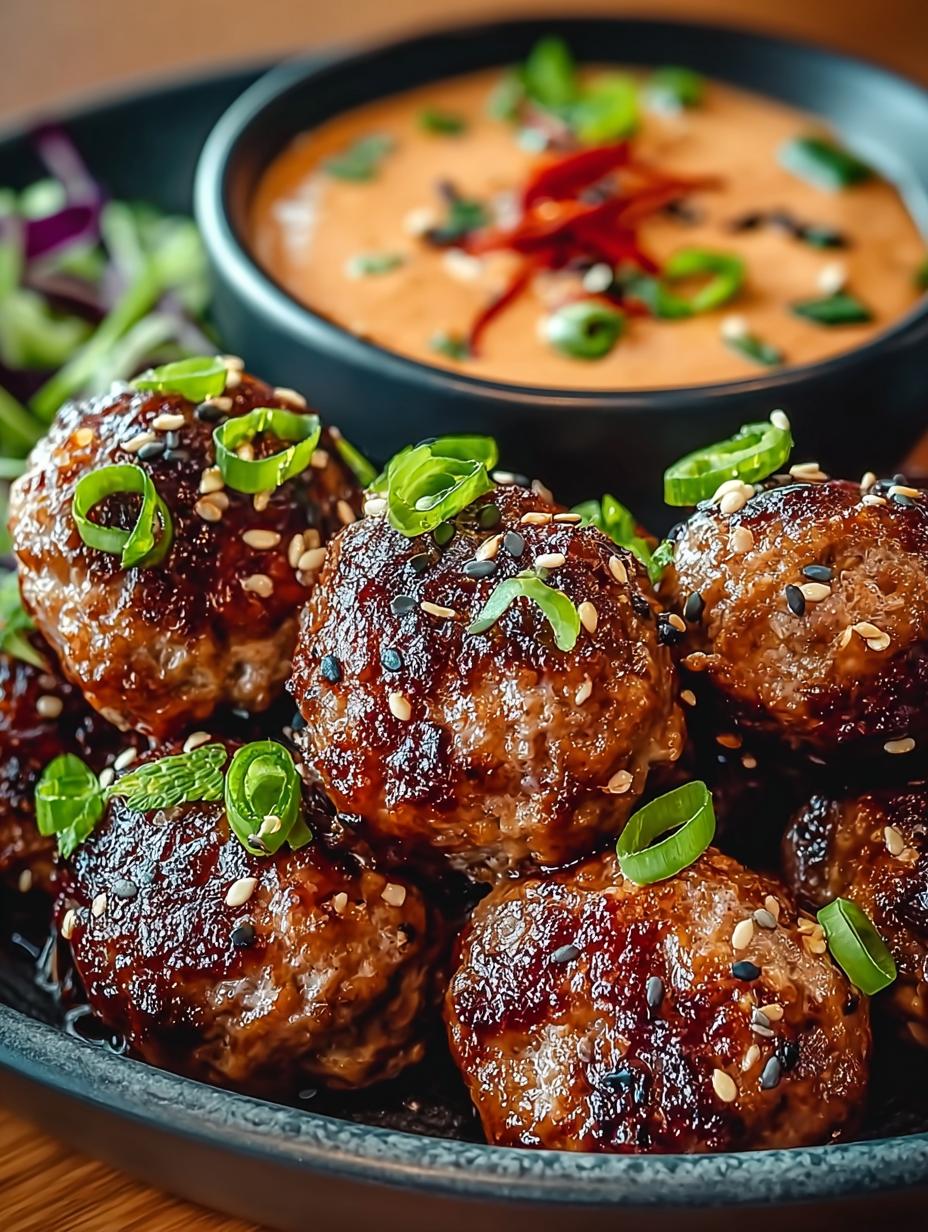 Korean BBQ Meatballs with Spicy Mayo Dip Delight - Korean Bbq Meatballs with - main visual representation