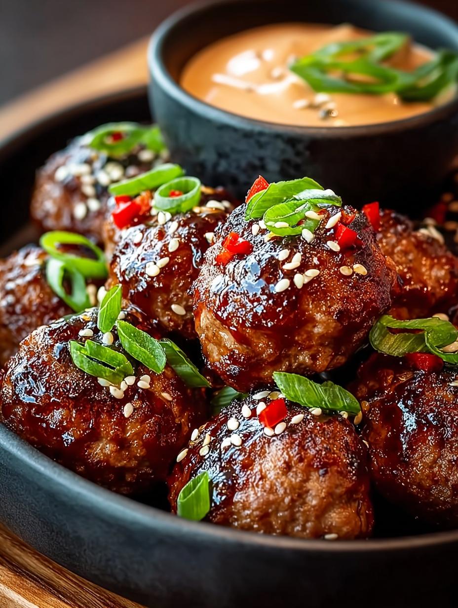 Korean BBQ Meatballs with Spicy Mayo Dip Delight - Korean Bbq Meatballs with - additional detail