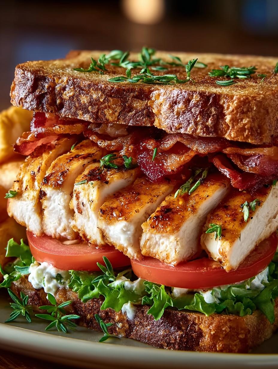Ultimate Loaded Chicken Club Sandwich with Bacon - Loaded Chicken Club Sandwich - additional detail
