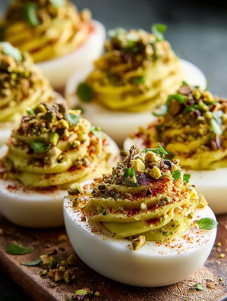 Pistachio Crusted Deviled Eggs