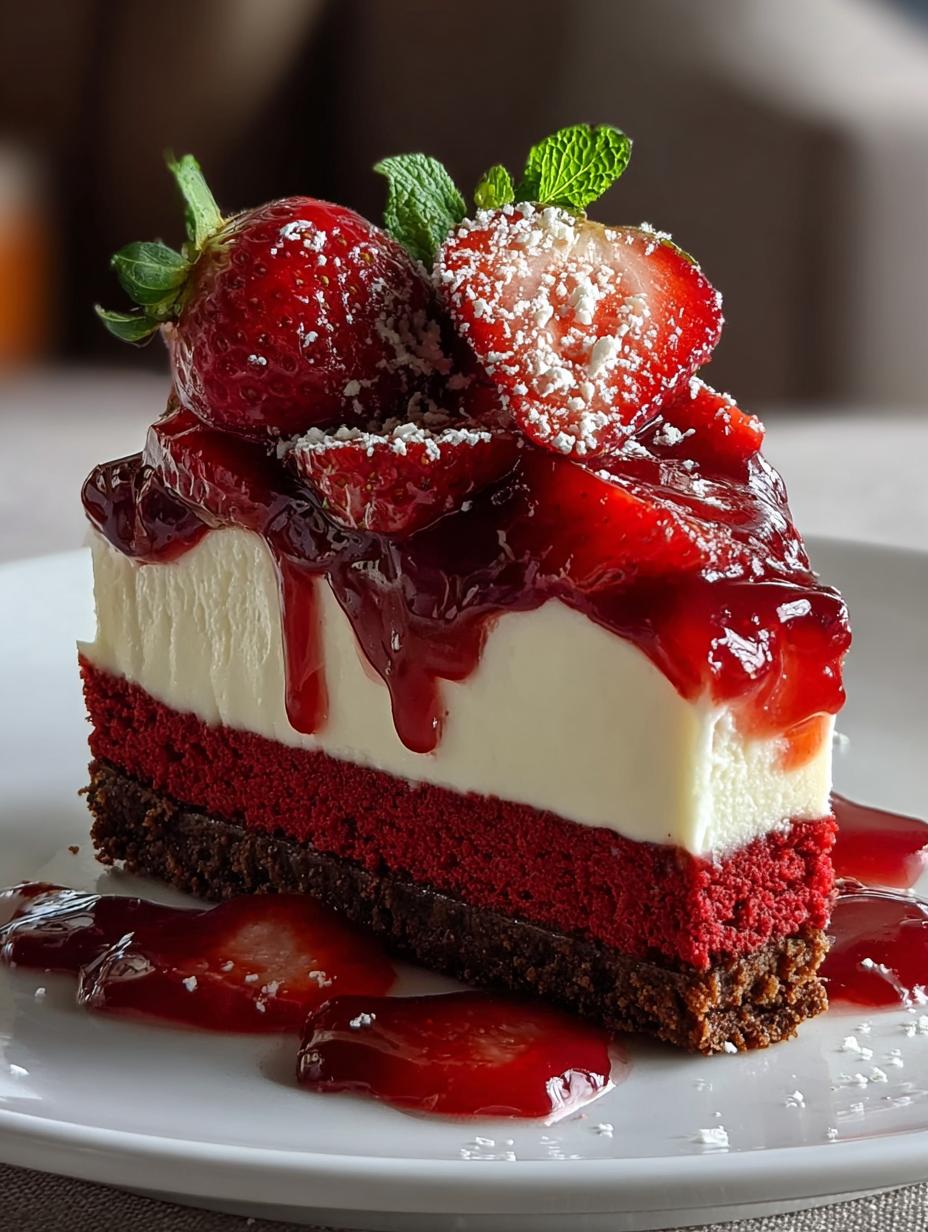 Irresistible Red Velvet Strawberry Cheesecake Recipe - Red Velvet Strawberry Cheesecake - main visual representation